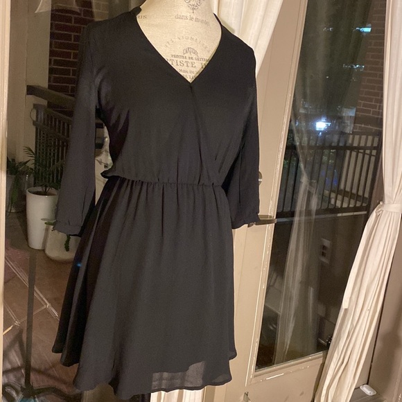 Lush black XS blouse dress business casual simple black work outfit lined skirt‌ - Picture 2 of 9